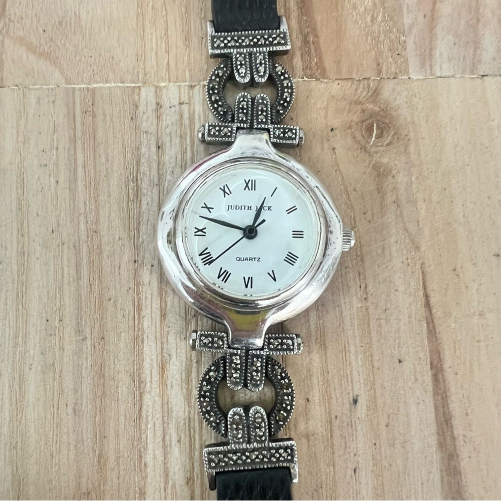 Judith Jack ladies Sterling silver marcasite dress watch NEW BATTERY